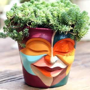 5” resin rainbow planter