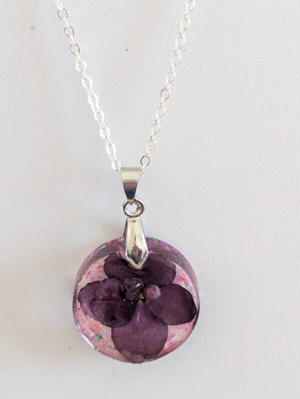 Real Jolly Fireball Flower Preserved In A Resin Necklace - Image 4