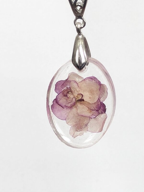 Ness Satin Rose African Violet Preserved In A Resin Pendant - Image 3