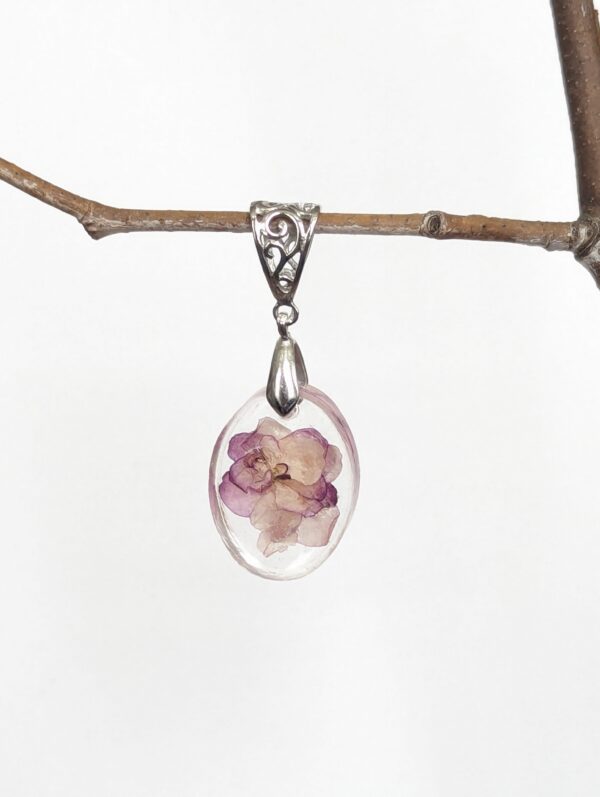 Ness Satin Rose African Violet Preserved In A Resin Pendant - Image 6